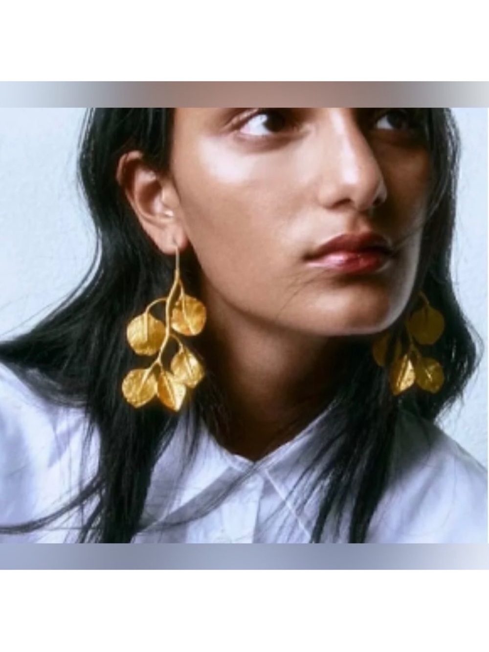 Gold Leaf Cluster Drop Earrings A6